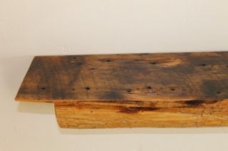 189 worm wood barn beam rustic log shelf, 1800s, primitive reclaimed 
