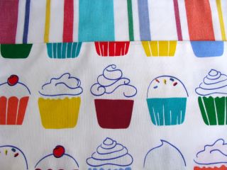 cupcakes and stripes set of 2 kitchen dishtowel
