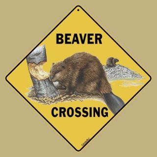 Beaver Metal Crossing Sign 16 1 2 x 16 1 2 Diamond Shape