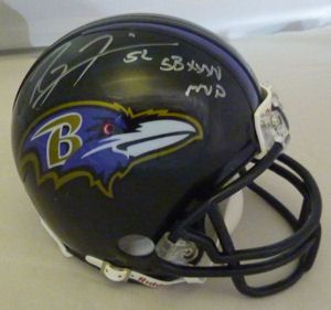 Ray Lewis Autographed Baltimore Ravens Riddell Mini Helmet w SB XXXV 