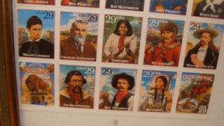 Legends of The West Pane of 20 Pristine Stamps in Glass not Hinged 