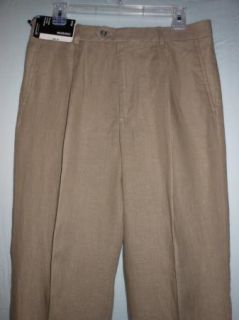 NWT Murano Baird McNutt Taupe Linen Single Pleat Trousers Pants