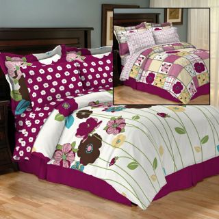   Floral Queen Bed in A Bag Flower Comforter Sheets Shams Bedding