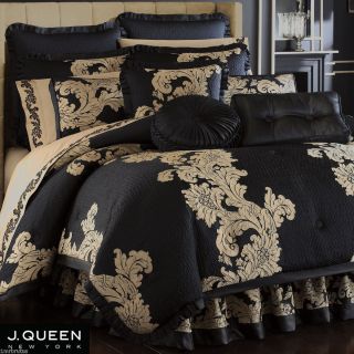 Queen ANASTASIA BLACK Queen Comforter Set Sheet Euro Sham Elegant 