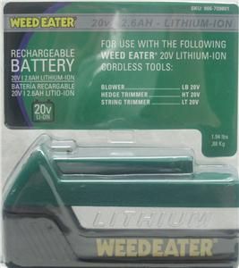 weedeater 20v lithium ion rechargeable battery bnib