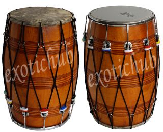 New Punjabi Bhangra Dhol Drum Mango Wood with Playing Sticks and 