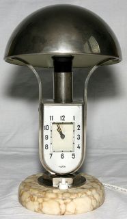 Art Deco Hungarian Mofem Bedside Lamp Alarm Clock 1930S