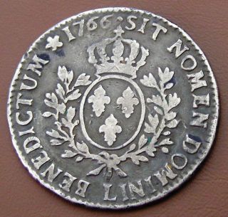 France Scarce Silver Ecu 1766 Louis XV Bayonne