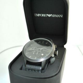 Armani Exchange All Black Leather Band Chronograph Men’s Wristwatch 