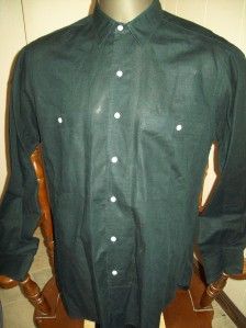 Ike Behar Black Linen Cotton Blend Dress Shirt Large