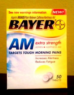 Bayer Am Extra Strength Aspirin Alertness Aid 50 Tablets