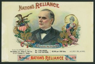 brand nation s reliance variation type cigar inner origin circa 1900 