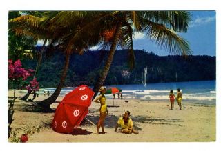 Beach on Maracas Bay Port of Spain Trinidad Postcard Pan American 
