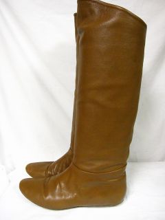 Belle by Sigerson Morrison Nut Brown Leather Flat Knee High Boots Sz 