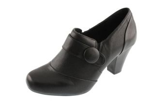 Clarks New Ruby Glam Black Leather Embellished Ankle Booties Heels 