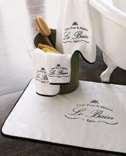 French Parisian Style Le Bain Bath Hand Towel Black White 18x28 Paris 