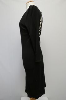 Jean Paul Gaultier Cut Out Back Dress Sz 10 3 4 Sleeve Black Stretch $ 