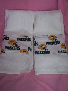 Set NFL Greenbay Packer Football Bathroom Hand Towels