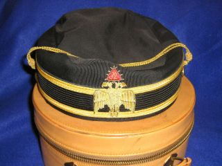 Vintage 32nd Degree Masonic Mason Hat 32 With Original leather Carry 