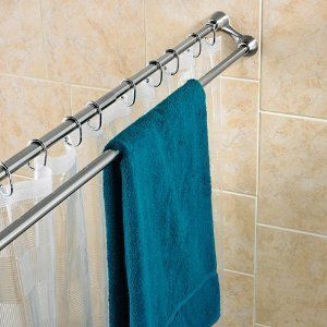 Bathroom Bath Duo Shower Curtain & Towel Rod Rack Brushed Stainless 
