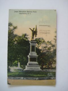 Jasper Monument Battery Park Charleston s C Postcard