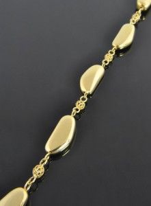   14k Yellow Gold Bean Station Link Bead Chain Bracelet 7