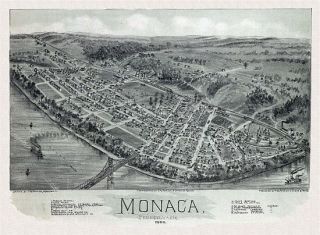 Panoramic Map Monaca Pennsylvania 1900 Beaver County