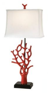Luxe Modern Nautical Beach House Red Coral Table Lamp