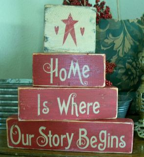 Primitive Shelf Blocks Home Is Where Our Story Begins Stars
