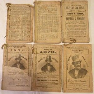 Antique Mid 1800s Beckwiths Almanacs 6 1853 40 1887 New Haven Conn 
