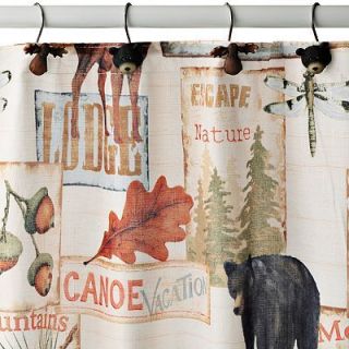 BEAR Lodge MOOSE Duck Pine Cabin Hunting Fabric SHOWER Curtain NEW 