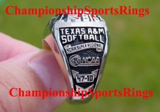 2005 Texas A M Aggies Big XII 12 Softball Championship NCAA 10K Ring 