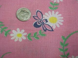    Feedsack Quilt Fabric 40s Novelty Bumble Bee PINK 40s Flour Sack