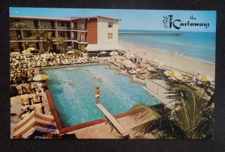 1960s Pool Castaways Motel Miami Beach FL Dade Co Postcard Florida 