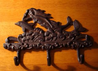 GORGEOUS MERMAID & DOLPHINS TOWEL HOOK PLAQUE SIGN Nautical Beach Home 