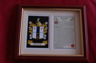 Beattie Heraldic Framed Coat of Arms Family Crest