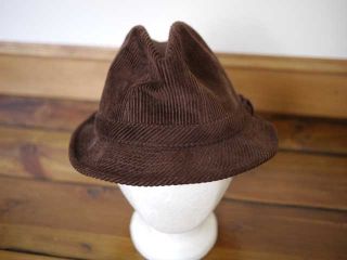 Vintage 70s Beacon Hill Brown Corduroy Mens Hat Fedora Size 7 7 1 8 