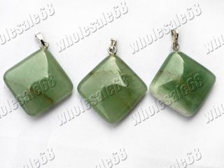 Wholesale Lots 50pcs Square Green Gemstone Pendant Bead