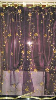 Embroidered Sheer Curtain Purple Mirror Work India Curtains Drape 