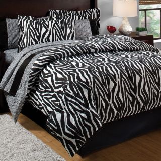 Zebra Black and White Bed in A Bag w Bedskirt Free SHIP All Sizes 