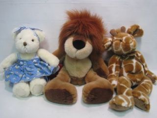 Lot Russ Teddy Bears Lion Godfrey The Giraffe Teddy Bear w Porcelain 