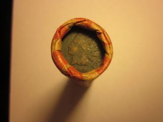 UNSEARCHED WHEAT PENNY ROLL WITH AN INDIAN HEAD CENT ON EACH END