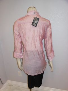 NWT URBAN BEHAVIOR Urban Outfitters Pink Shiny Button down shirt Sz XS 