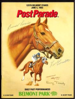 Secretariat 1993 Belmont Stakes Program Signed by Lucien Laurin 