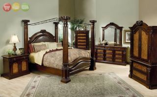 Montecito II Canopy Bed King Bedroom Set Chest Armoire