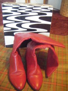 Elder Beerman Red Leather Boots Size 8 Med