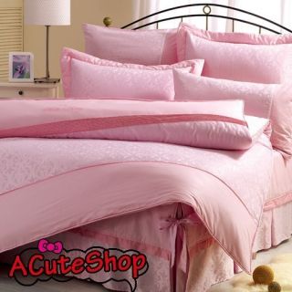   Jacquard King Size Fitted Bedsheet Pillow Cases Quilt Case Set
