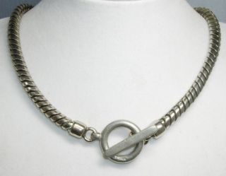 Heavy Classic BEN AMUN Antiqued Silver/ Pewter Tone Toggle Necklace 16 
