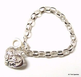 filigree heart girls child belcher charm bracelet