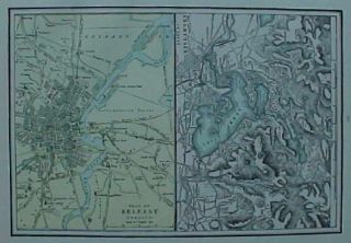 On the verso, or reverse side, are maps of Belfast, Ireland, and the 
